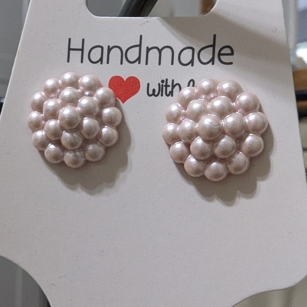 Pink Textured Dome Jewelry Earrings